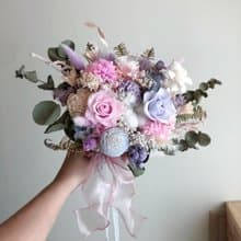 粉紫色永生乾燥捧花 淺紫色捧花 淡紫色夢幻捧花 捧花 花束