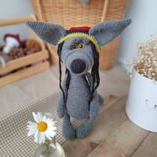 Gray wolf toy in Funny Bob Marley replica / Rasta dreadlock Hat for toy