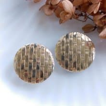 Vintage Jewelry 西洋古董飾品 牆紋 大圓 夾式耳環