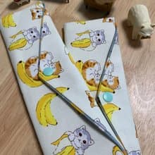 文青風環保純棉筷袋 抱枕貓咪 原胚米白 幸福滿滿 日本 潮物 收納