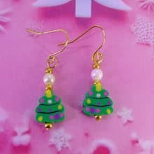 Handcrafted Christmas-Themed in Christmas Tree shaped Dangle Earrings