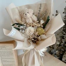 熊熊乾燥花束 玫瑰花  花束 生日禮物 畢業花束 情人節