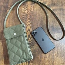 倉敷帆布　キルティング　スマホポシェット　ミニ　ショルダーバッグ　スマホショルダー  カーキ