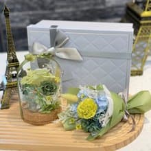 永生花水晶樹 x 香氛花束 精緻療癒系花禮組合