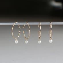 14kgf- Ovo pearl minimalist pierced earrings