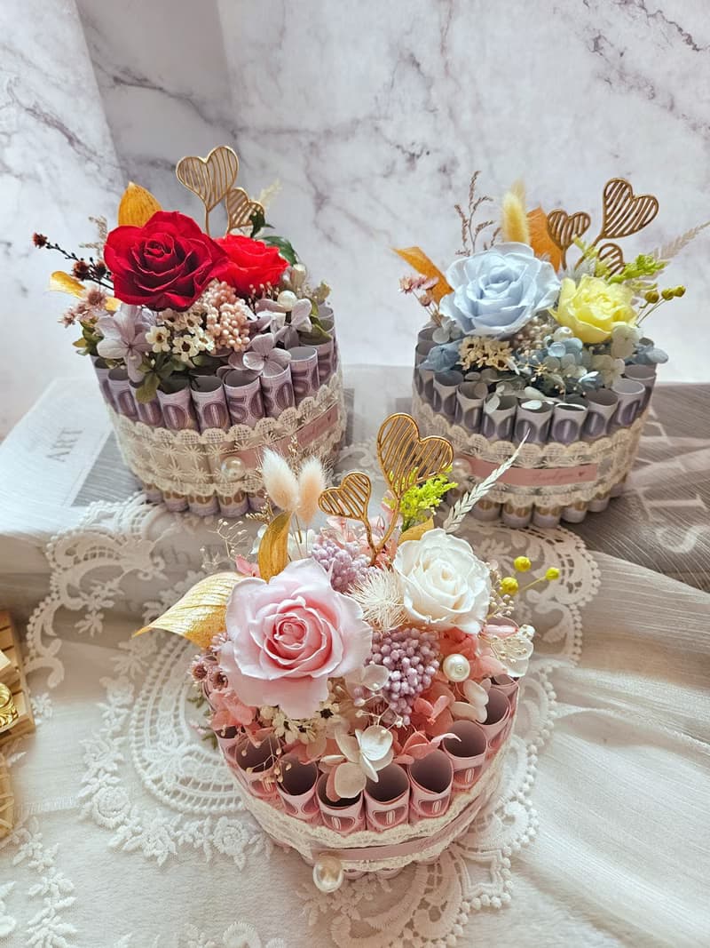 永生花鈔票蛋糕 有錢花 母親節 父親節 情人節 生日蛋糕