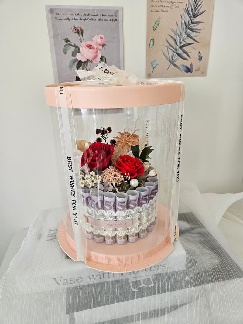 永生花鈔票蛋糕 有錢花 母親節 父親節 情人節 生日蛋糕