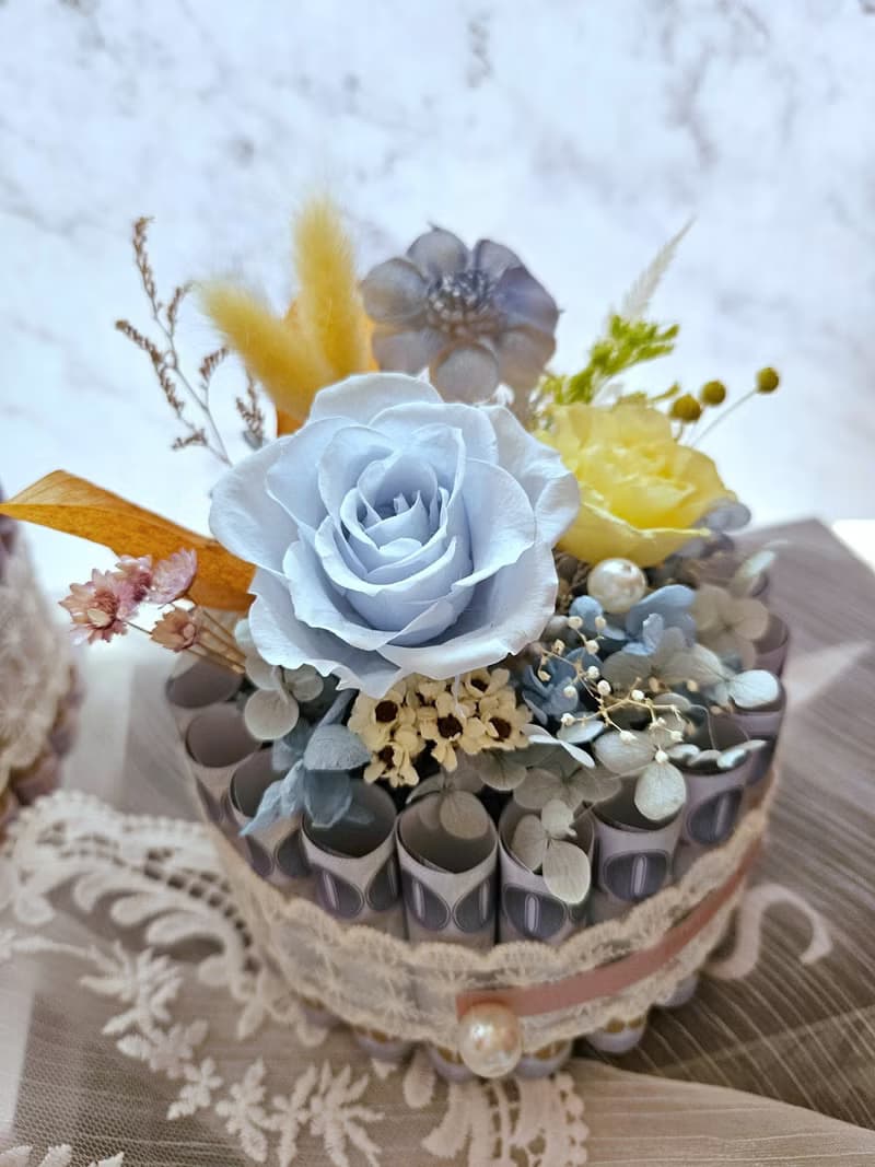 永生花鈔票蛋糕 有錢花 母親節 父親節 情人節 生日蛋糕