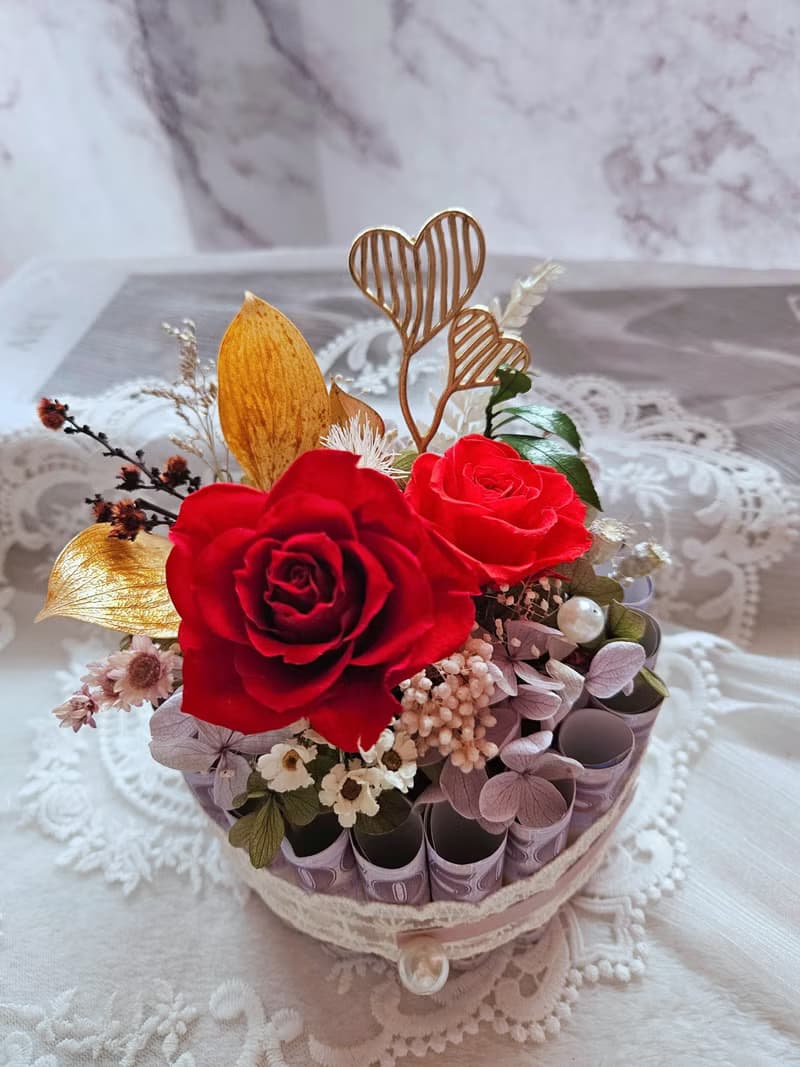 永生花鈔票蛋糕 有錢花 母親節 父親節 情人節 生日蛋糕