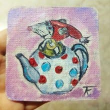 Set. Original oil painting on canvas on a magnet. 2 pieces.