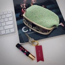 NEW*若草/收納包M 京都匠人【高級和服紬】極美清新 貓咪花園內裡