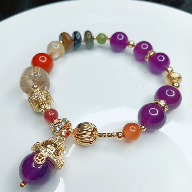 14K天然全淨體鈦晶紫水晶手鍊