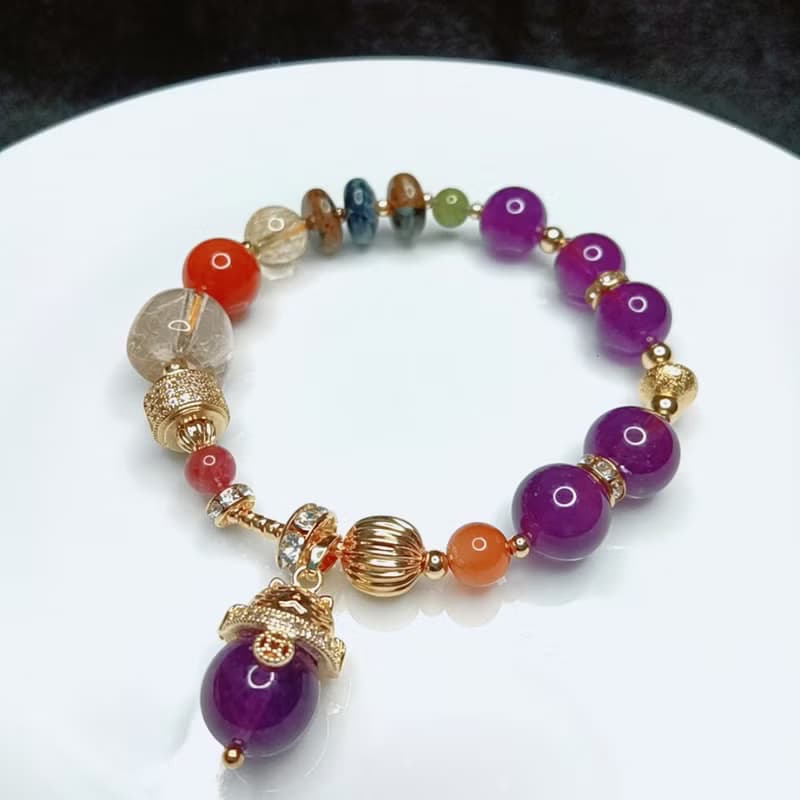 14K天然全淨體鈦晶紫水晶手鍊