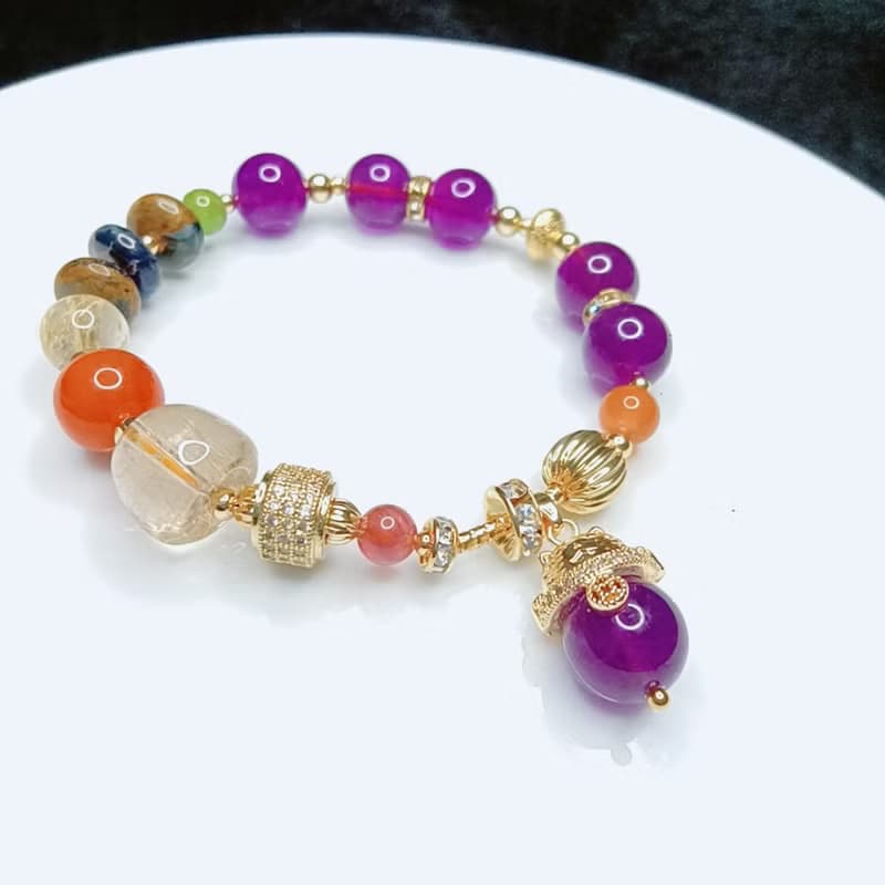 14K天然全淨體鈦晶紫水晶手鍊