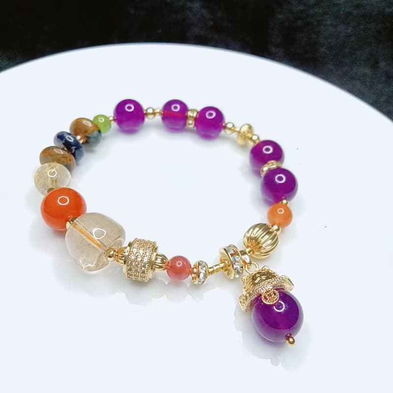 14K天然全淨體鈦晶紫水晶手鍊