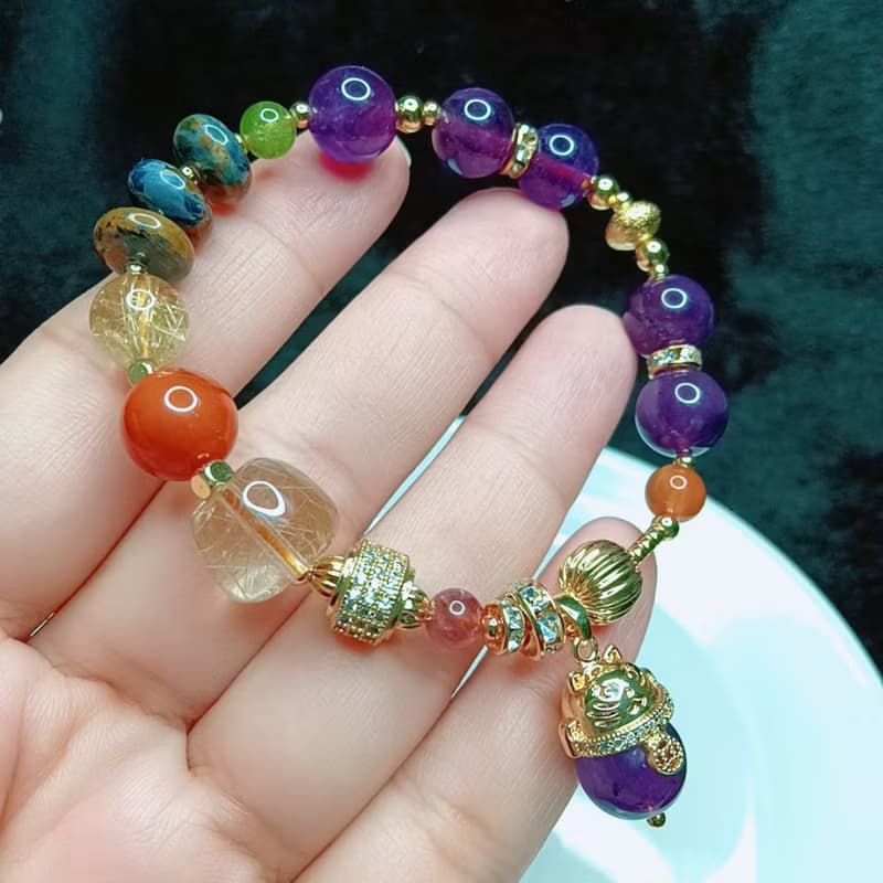 14K天然全淨體鈦晶紫水晶手鍊