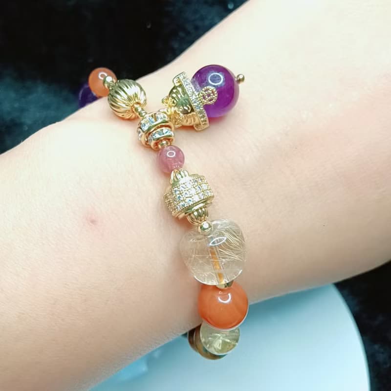 14K天然全淨體鈦晶紫水晶手鍊