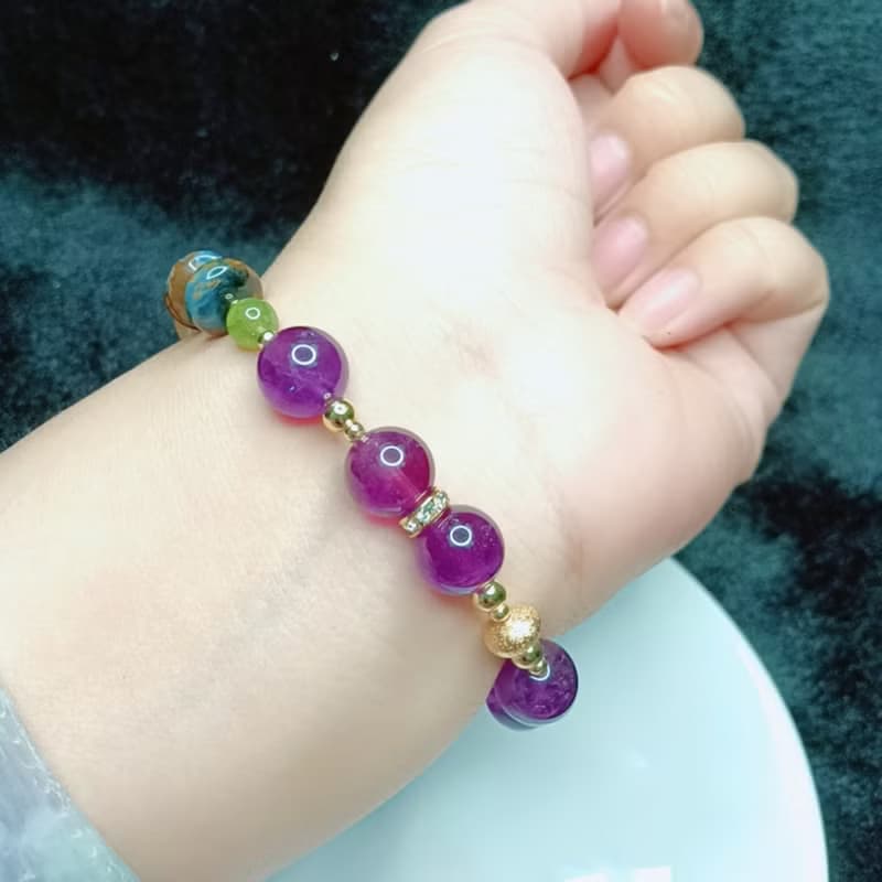 14K天然全淨體鈦晶紫水晶手鍊