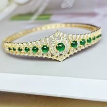 貴氣 進財|皇冠手鐲鏈|A貨翡翠冰綠多顆蛋面純銀簍空設計手環手鏈