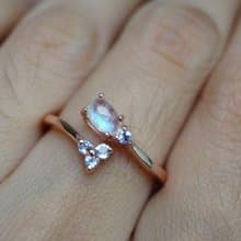 Natural Rainbowmoonstone Ring Silver925 with rose gold plated