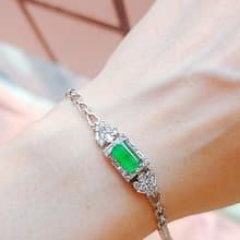 招財|飄花燈管|A貨翡翠冰玻綠燈管8.8mm純銀鍍18k豪華手鏈