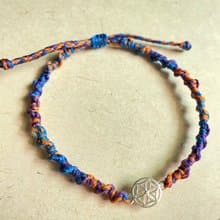 生命之花  橘紫藍 南美蠟線925純銀編織手鍊