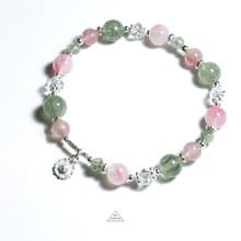 晨光中的瑪格麗特-薔薇石.馬島粉晶.綠髮晶設計手鍊