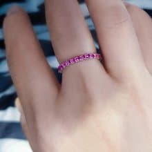 Natural Pink Sapphire , Eternity Band ring , 925 Silver Minimalist Ring for her