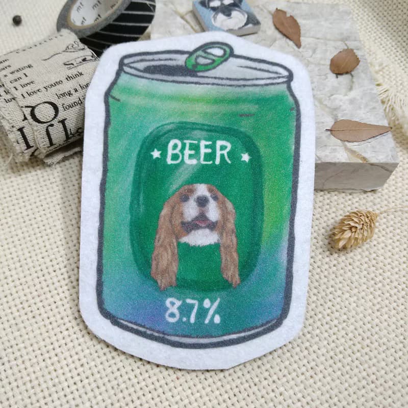 查理士王小獵犬-啤酒-不織布杯墊-吸水杯墊