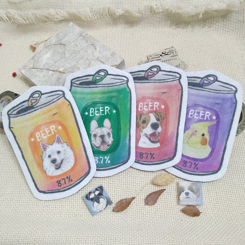 查理士王小獵犬-啤酒-不織布杯墊-吸水杯墊