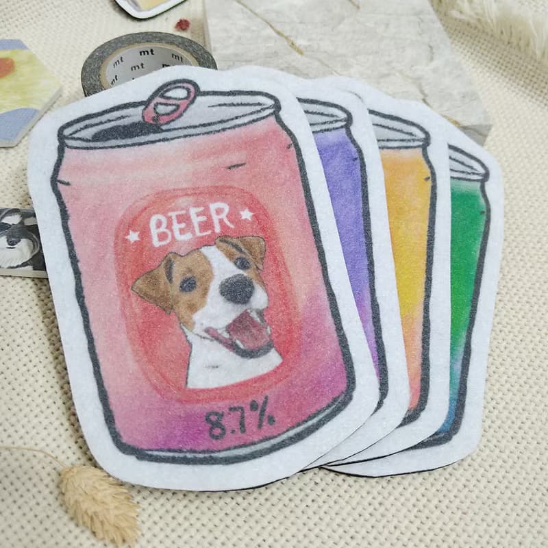 查理士王小獵犬-啤酒-不織布杯墊-吸水杯墊
