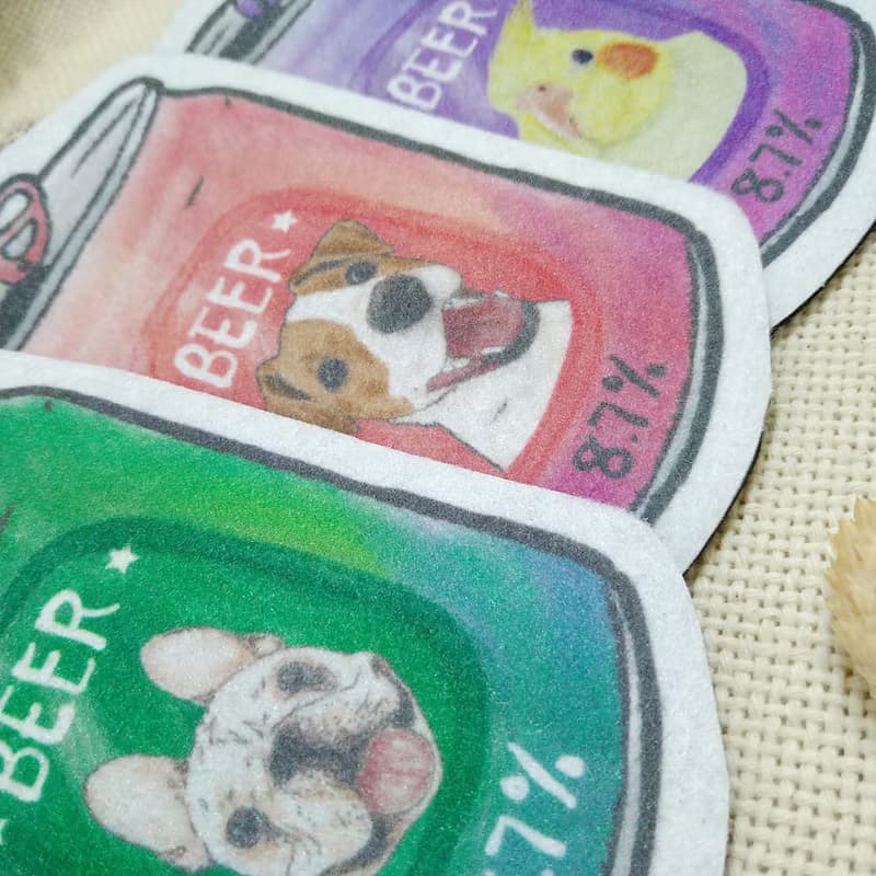 查理士王小獵犬-啤酒-不織布杯墊-吸水杯墊
