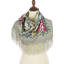 Authentic Pavlovo Posad Russian Shawl Soft Scarf 100% Wool 89x89 cm 1604-10