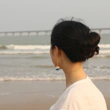 藍色海洋系列長款陶瓷耳環耳夾純銀