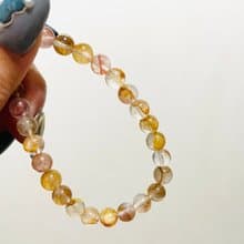 金黃絲絨 蜜柑琉璃【黃膠花小咪數手串】烘焙榛果色/一物一拍