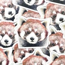 水彩插畫小動物 - 小熊貓 PVC防水貼紙 (霧面) 行李箱貼紙 電腦貼