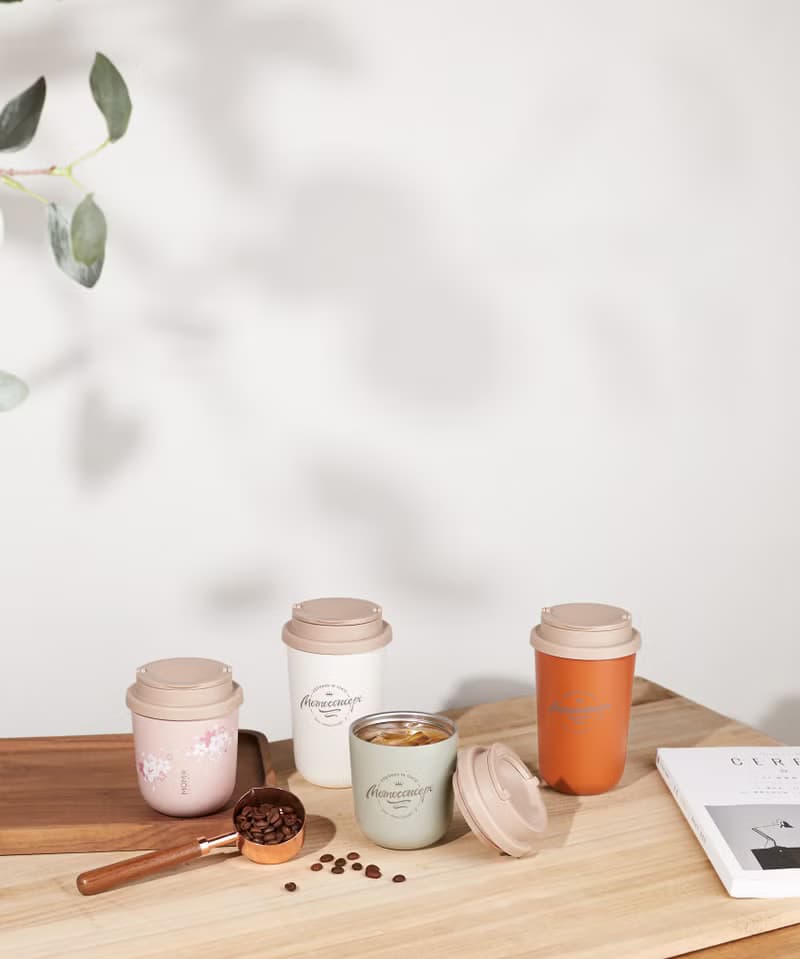 日本 MOMOCONCEPT Ice Latte 冰拿鐵 雙層不銹鋼真空咖啡杯 280ml