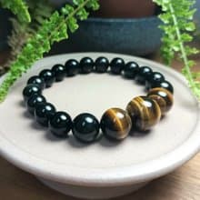 珠串設計手鍊 虎眼石+黑曜石