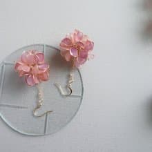 心花開 花球耳環 粉紫色-手作水晶花 樹脂飾品 禮物 閨蜜飾品