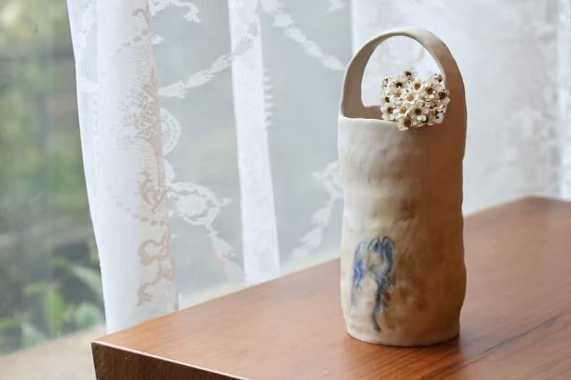 【聖誕節禮物】美國進口陶土手捏提把乾花器侘寂陶藝天使之翼藝術