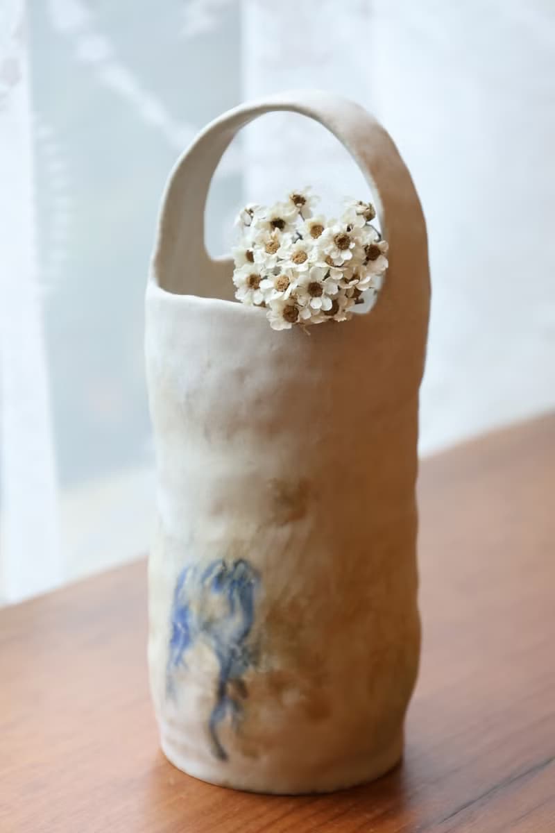 【聖誕節禮物】美國進口陶土手捏提把乾花器侘寂陶藝天使之翼藝術