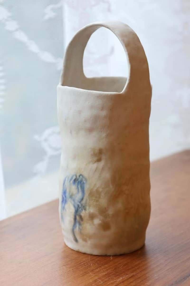 【聖誕節禮物】美國進口陶土手捏提把乾花器侘寂陶藝天使之翼藝術