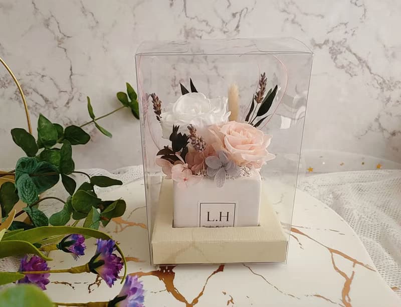 【藍芯手作】優雅女伶・永生玫瑰盆花 畢業花束 生日禮物 開幕禮