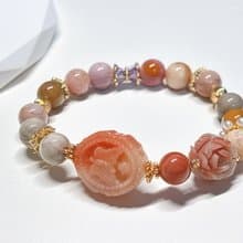 橘羽花鏡 l 蝴蝶花牌。玫瑰花。設計款手環 l 阿拉善瑪瑙