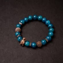 (天然石水晶手鍊)(勇士)藍磷灰石x鋯石x黃銅手