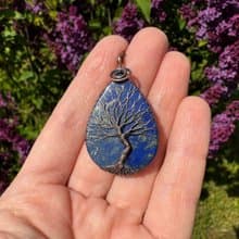 Lapis Lazuli Tree Of Life Pendant Necklace, Copper Anniversary Gift for him/ her