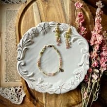 -花系列飛燕草/手鍊/耳環-天然水晶手鏈/黃銅手鍊