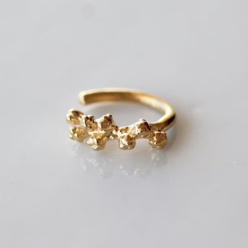 含羞草 純銀鍍金 耳骨夾 /Mimosa ear cuff -S size -/
