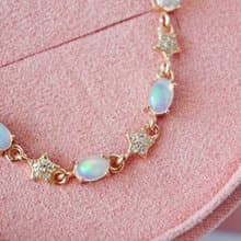 Natural Opal Bracelet Silver 925 With 18K Rose gold Plated