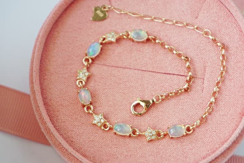 Natural Opal Bracelet Silver 925 With 18K Rose gold Plated